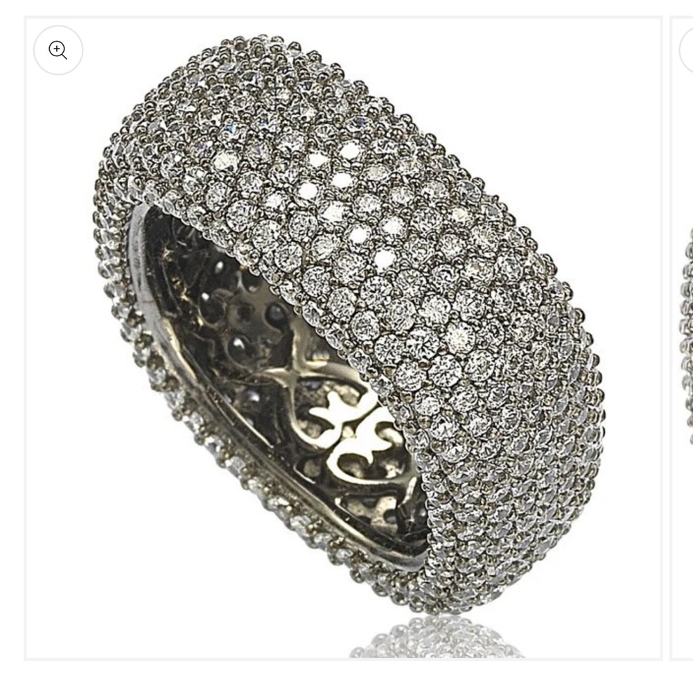 Suzy Levian Blackened Sterling Silver Cubic Zirconia Square Micro Eternity Ring